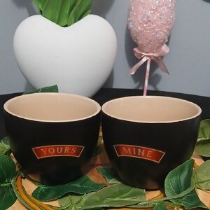 Yours & Mine Black Ceramic Mug Set with Cream Interior